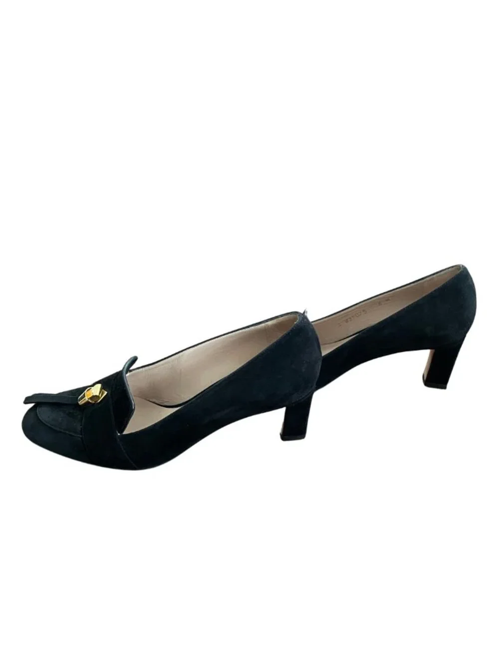 Stuart Weitzman Martha Microknot Black Suede Loafer Pumps Heels Sz 6